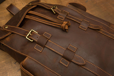 Mochila de Cuero Retro Crazy Horse para Hombre - Bolsa Casual Versátil - Image 16