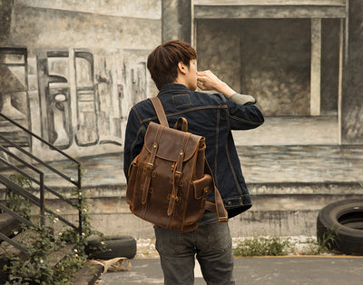 Mochila de Cuero Retro Crazy Horse para Hombre - Bolsa Casual Versátil - Image 20