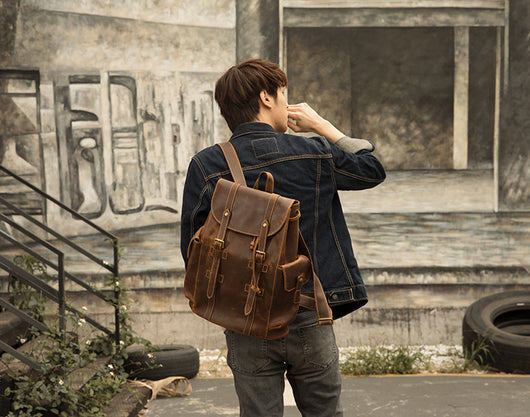 Mochila de Cuero Retro Crazy Horse para Hombre - Bolsa Casual Versátil - Image 20
