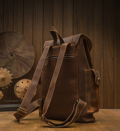 Mochila de Cuero Retro Crazy Horse para Hombre - Bolsa Casual Versátil - Image 24