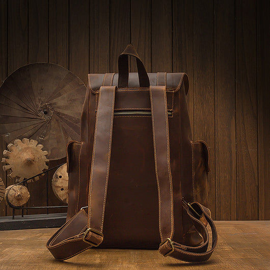 Mochila de Cuero Retro Crazy Horse para Hombre - Bolsa Casual Versátil - Image 27