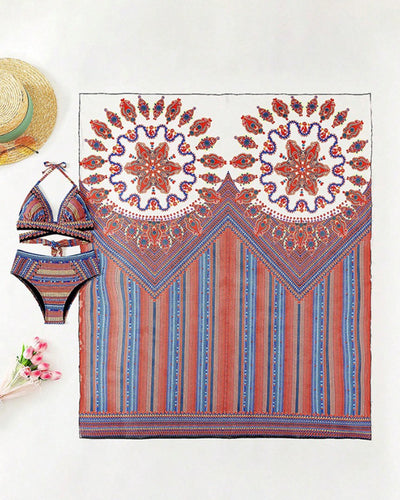 Traje de Baño Tres Piezas Cintura Alta con Blusa Sexy Escotada - Image 11