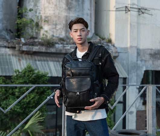 Mochila de Cuero Genuino para Hombre - Gran Capacidad, Diseño Moderno - Image 29