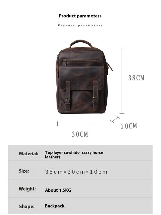 Mochila de Cuero Genuino Estilo Retro - Bolsa de Viaje Artesanal Piel Vacuno Primera Capa - Image 11