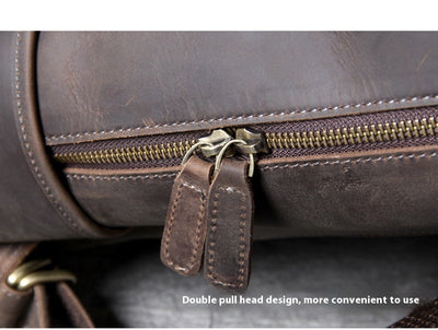 Mochila de Cuero Genuino Estilo Retro - Bolsa de Viaje Artesanal Piel Vacuno Primera Capa - Image 15