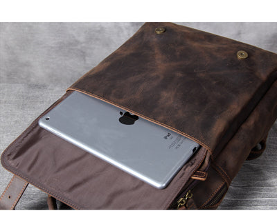 Mochila de Cuero Genuino Estilo Retro - Bolsa de Viaje Artesanal Piel Vacuno Primera Capa - Image 19