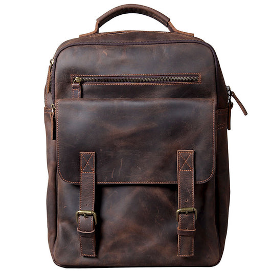 Mochila de Cuero Genuino Estilo Retro - Bolsa de Viaje Artesanal Piel Vacuno Primera Capa - Image 29