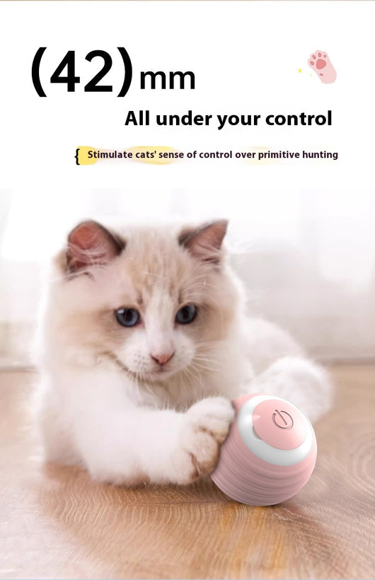 Blue smart pet toy ball with a glowing yellow power button, an electronic interactive toy for dogs and cats. - Image 20