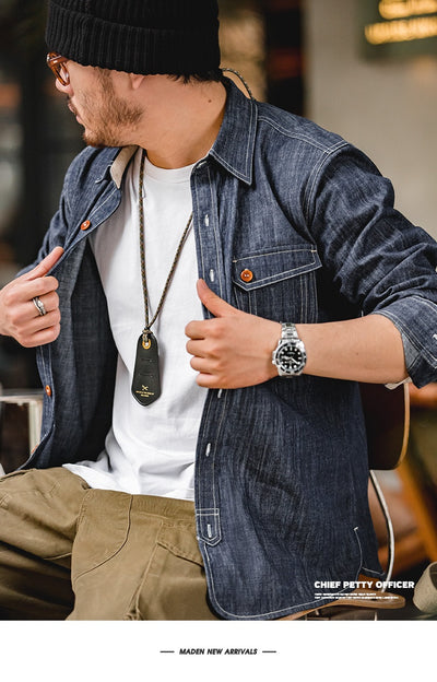 Camisa Vaquera Madden Estilo Retro Americano para Trabajo - Image 14