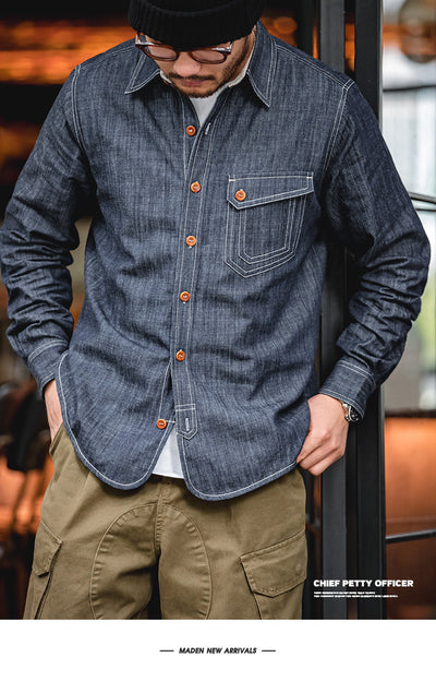 Camisa Vaquera Madden Estilo Retro Americano para Trabajo - Image 21