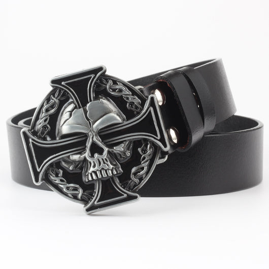 Cinturón de Cuero Bovino con Diseño Calavera de Dos Capas - Image 19