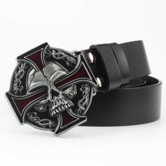Cinturón de Cuero Bovino con Diseño Calavera de Dos Capas - Image 20