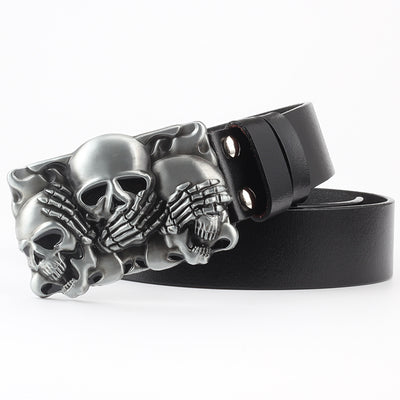 Cinturón de Cuero Bovino con Diseño Calavera de Dos Capas - Image 22
