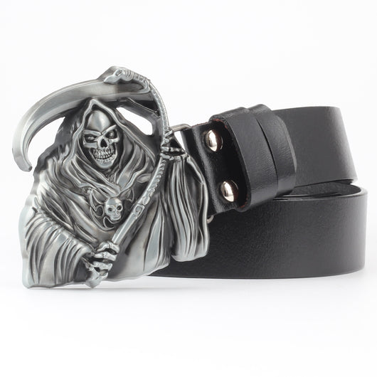 Cinturón de Cuero Bovino con Diseño Calavera de Dos Capas - Image 26