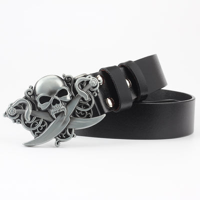 Cinturón de Cuero Bovino con Diseño Calavera de Dos Capas - Image 30