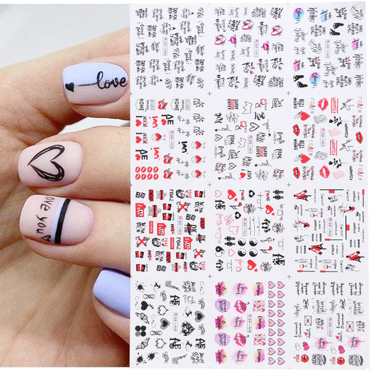 Calcomanías de Uñas con Diseño de Labios y Letras - Colección Love - Image 3