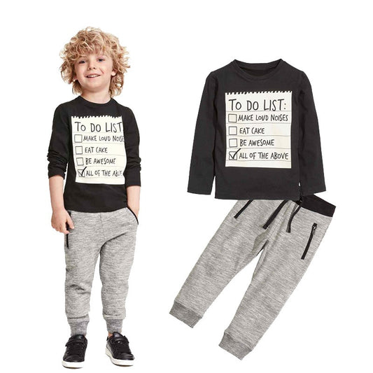 Conjunto de Ropa Casual para Niño - Playera y Pantalón 2 Piezas Primavera Otoño