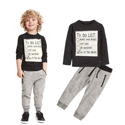 Conjunto de Ropa Casual para Niño - Playera y Pantalón 2 Piezas Primavera Otoño