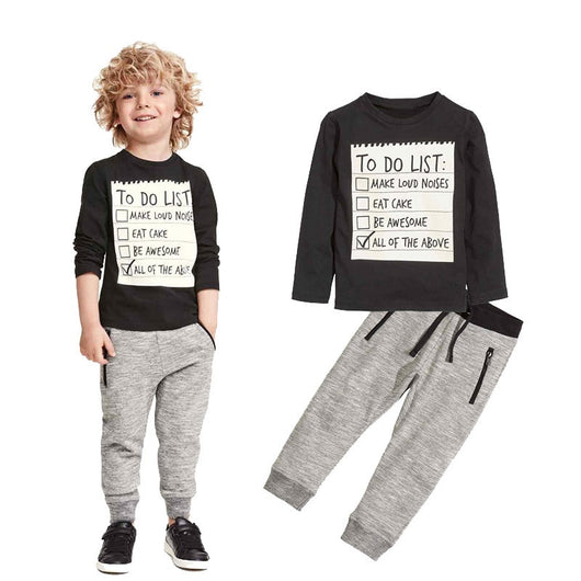 Conjunto de Ropa Casual para Niño - Playera y Pantalón 2 Piezas Primavera Otoño