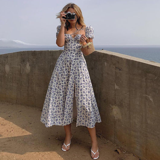 Vestido Floral Estampado Elegante con Mangas Abullonadas para Fiestas - Image 18