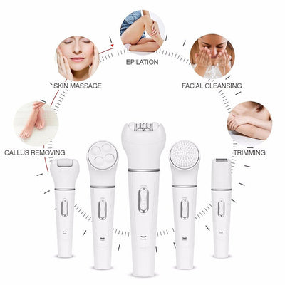 Masajeador Facial y Corporal 5 en 1 Portátil con Cepillo de Látex - Image 14