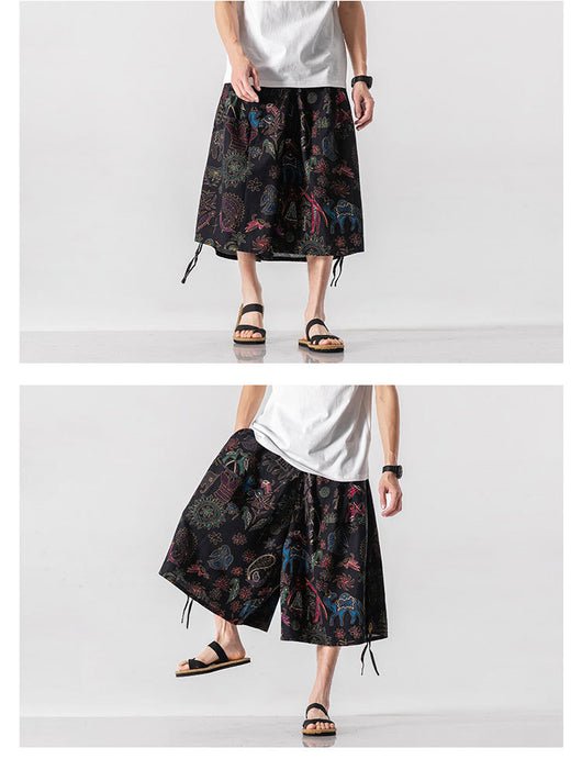 Pantalones Cortos Holgados Estilo Chino con Estampado Floral y Elefante - Image 27