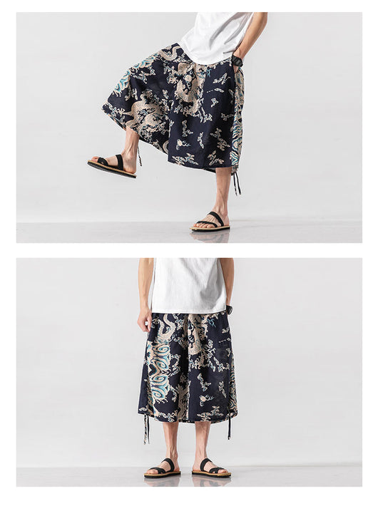 Pantalones Cortos Holgados Estilo Chino con Estampado Floral y Elefante - Image 29