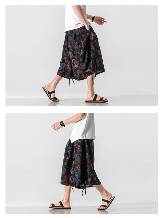 Pantalones Cortos Holgados Estilo Chino con Estampado Floral y Elefante - Image 32