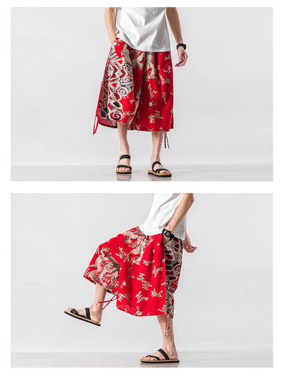 Pantalones Cortos Holgados Estilo Chino con Estampado Floral y Elefante - Image 33