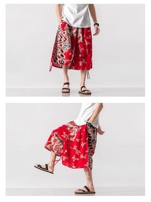 Pantalones Cortos Holgados Estilo Chino con Estampado Floral y Elefante - Image 33