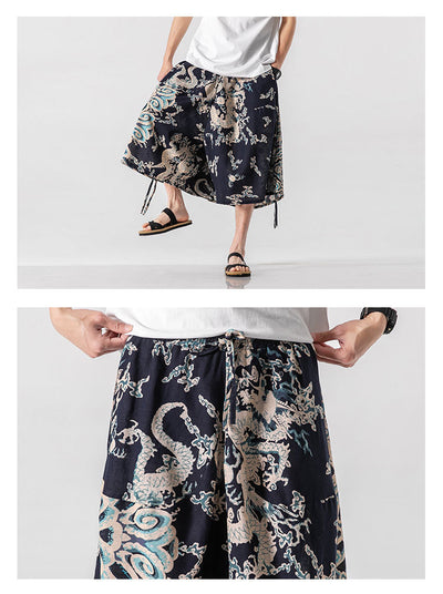 Pantalones Cortos Holgados Estilo Chino con Estampado Floral y Elefante - Image 34