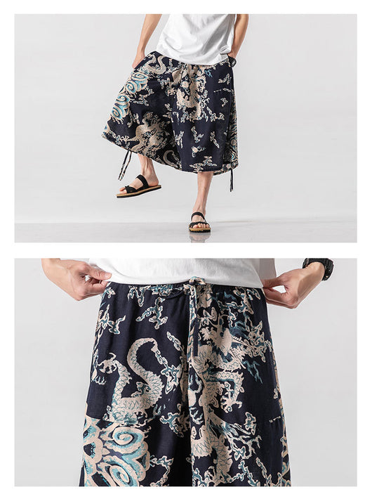 Pantalones Cortos Holgados Estilo Chino con Estampado Floral y Elefante - Image 34