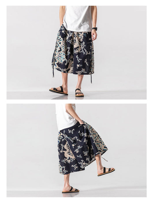 Pantalones Cortos Holgados Estilo Chino con Estampado Floral y Elefante - Image 38