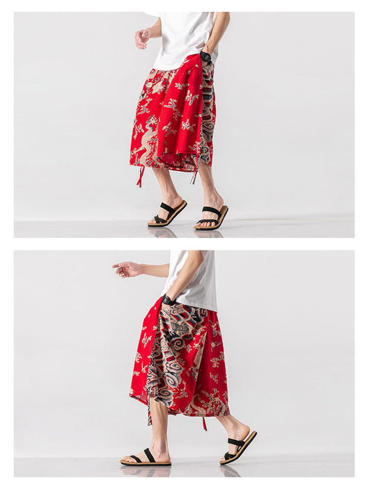 Pantalones Cortos Holgados Estilo Chino con Estampado Floral y Elefante - Image 41