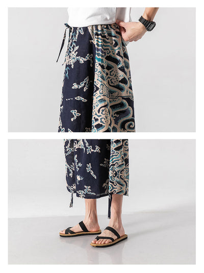Pantalones Cortos Holgados Estilo Chino con Estampado Floral y Elefante - Image 43