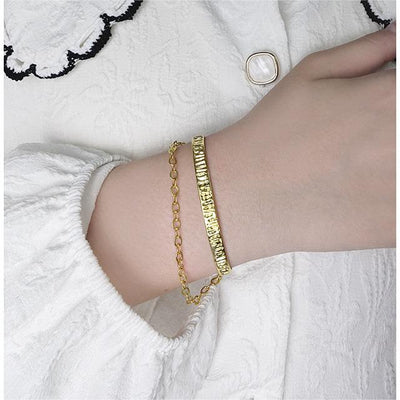Pulsera de Plata Esterlina Diseño Coreano Lujo Ligero con Textura Plisada y Cadena - Image 13