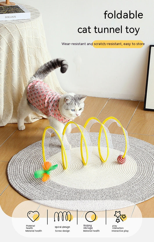 Túnel Plegable para Gatos con Juguete Ratón - Juguete Interactivo S Type - Image 27