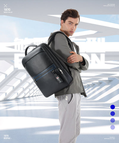 Mochila Ejecutiva de Cuero con Gran Capacidad y Múltiples Compartimentos - Image 23