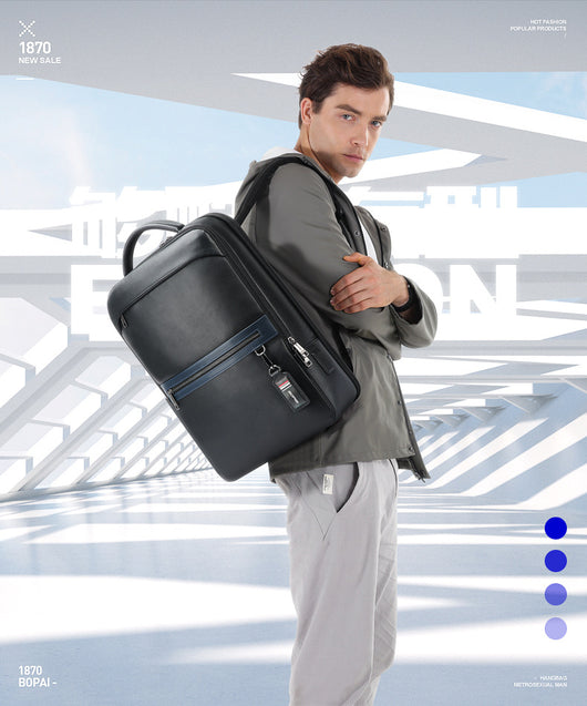 Mochila Ejecutiva de Cuero con Gran Capacidad y Múltiples Compartimentos - Image 23