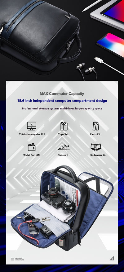 Mochila Ejecutiva de Cuero con Gran Capacidad y Múltiples Compartimentos - Image 25