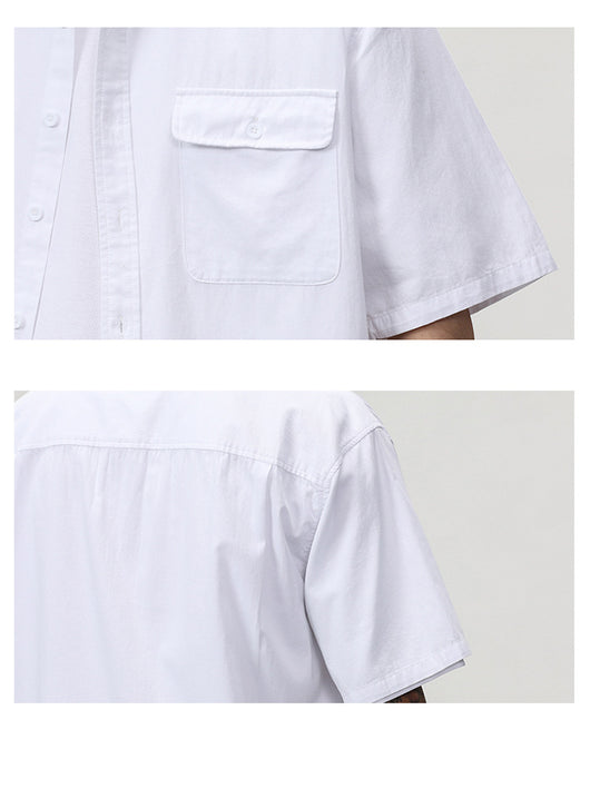 Camisa Holgada de Algodón Japonés para Hombre - Colores Sólidos - Image 12