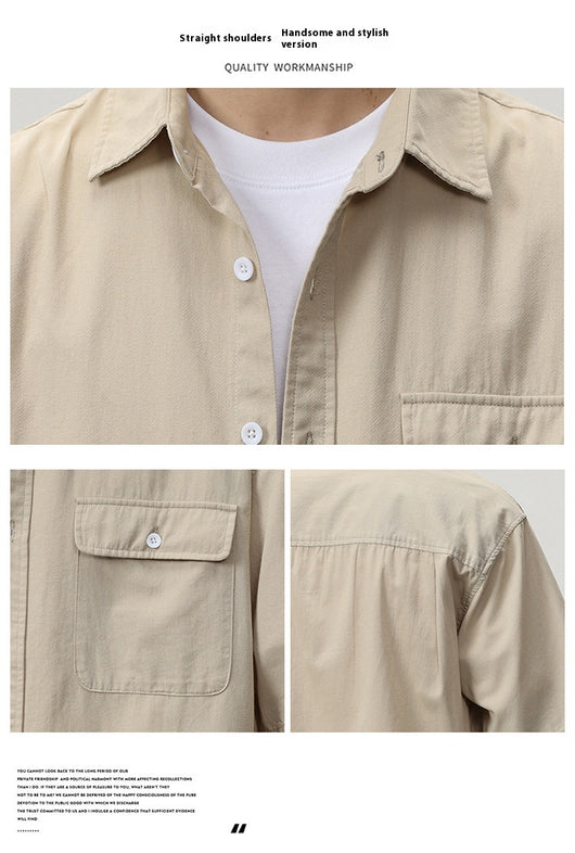 Camisa Holgada de Algodón Japonés para Hombre - Colores Sólidos - Image 13
