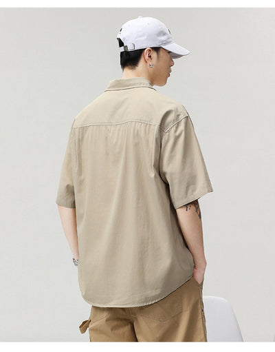 Camisa Holgada de Algodón Japonés para Hombre - Colores Sólidos - Image 18