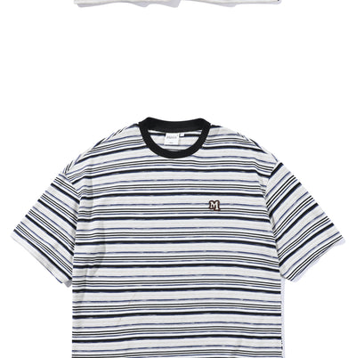 Camiseta Holgada Artística de Rayas para Hombre - Estilo Juvenil Fresco - Image 20