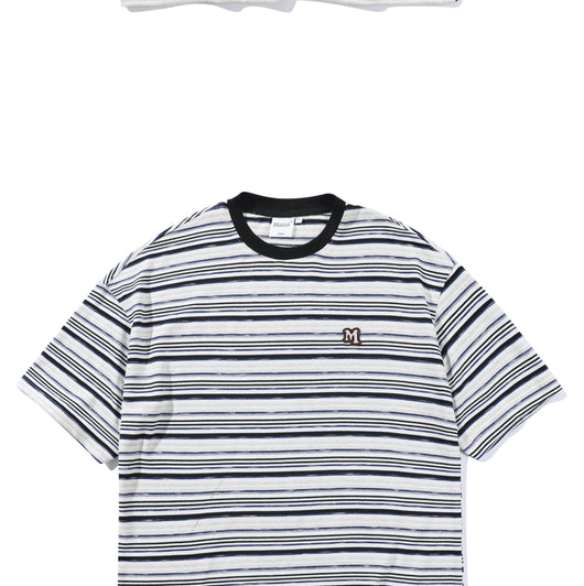Camiseta Holgada Artística de Rayas para Hombre - Estilo Juvenil Fresco - Image 20