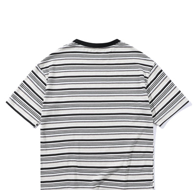 Camiseta Holgada Artística de Rayas para Hombre - Estilo Juvenil Fresco - Image 21