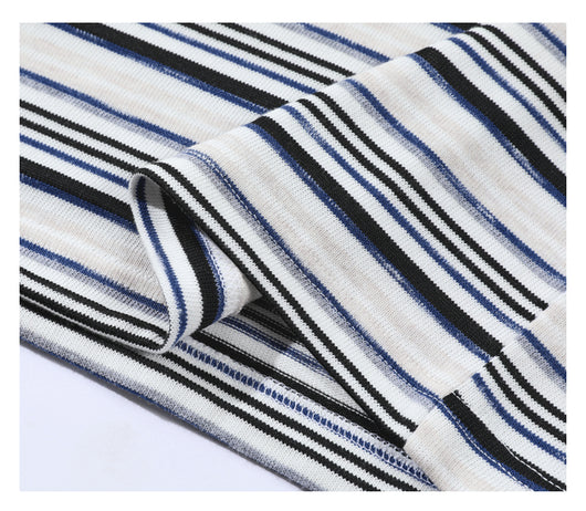 Camiseta Holgada Artística de Rayas para Hombre - Estilo Juvenil Fresco - Image 22