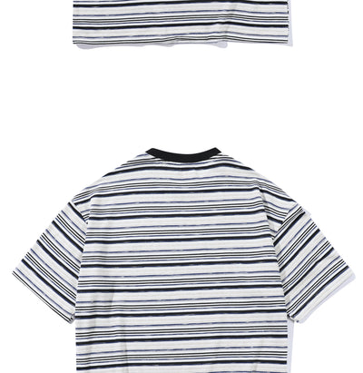 Camiseta Holgada Artística de Rayas para Hombre - Estilo Juvenil Fresco - Image 28