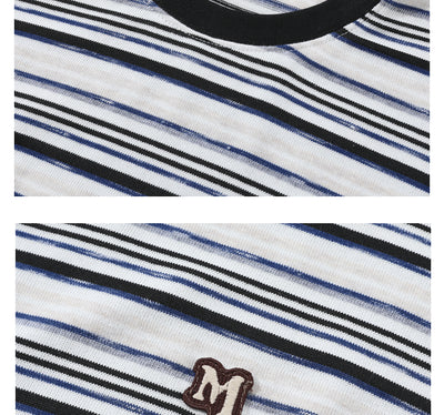 Camiseta Holgada Artística de Rayas para Hombre - Estilo Juvenil Fresco - Image 29
