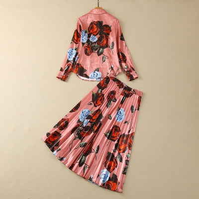 Conjunto Elegante: Blusa Manga Larga con Falda Plisada de Borde Amplio - Image 22